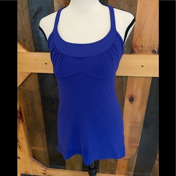 LULULEMON Scoop me Up blue/black tank top size 6 - Picture 1 of 6